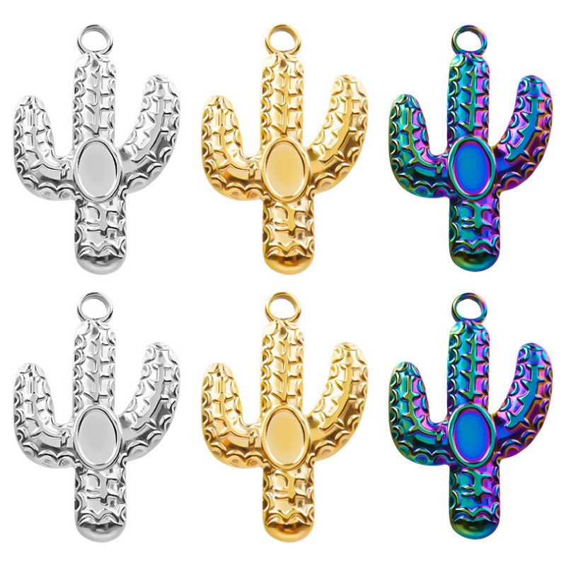 Fashion Color Stainless Steel Cactus Pendant