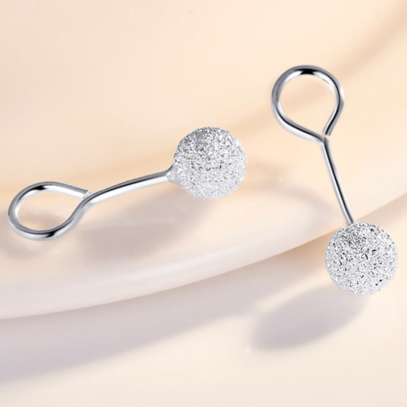 Pendientes De Frijol De Arena Con Purpurina Plateada