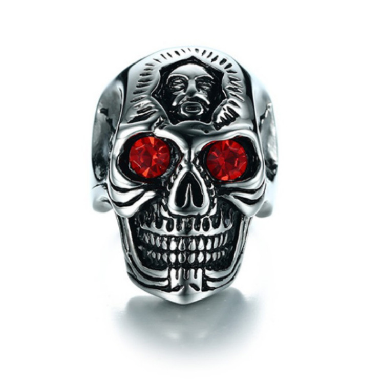 Fashion Silver Alloy Diamond Skull Men's Ring