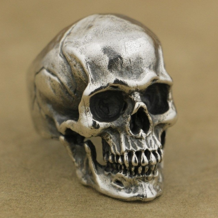 Fashion Silver Men's Cracked Skull Ring