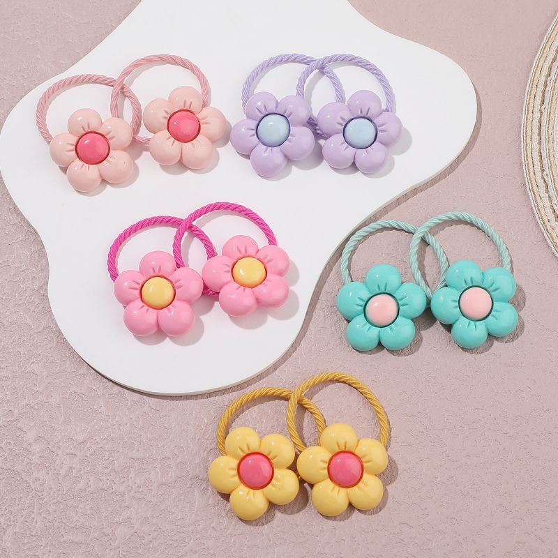 Fashion 5 Pairs Pack Children's Flower Hair Rope Set