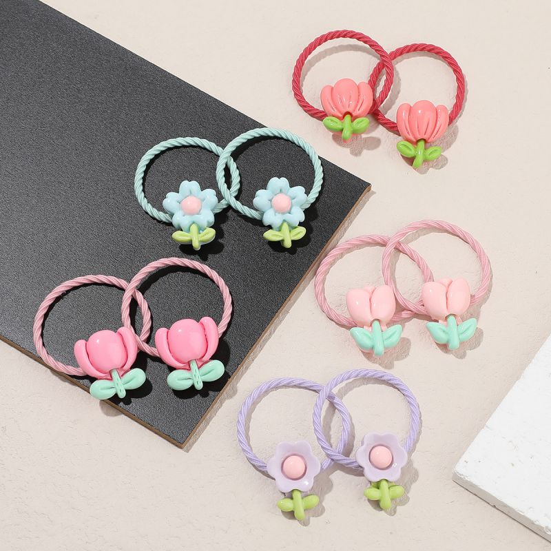 Fashion 5 Pairs Pack Children's Flower Hair Rope Set