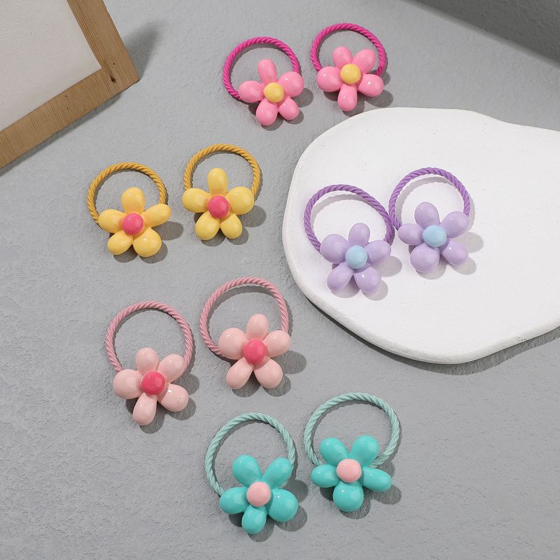 Fashion 5 Pairs Pack Children's Flower Hair Rope Set