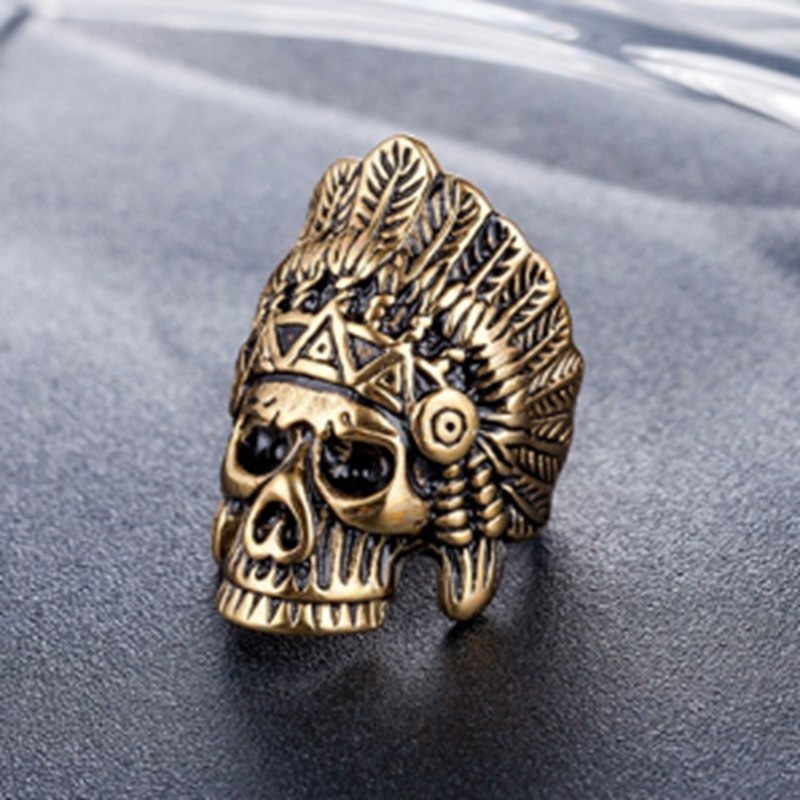 Fashion Silver Alloy Indian Skull Ring