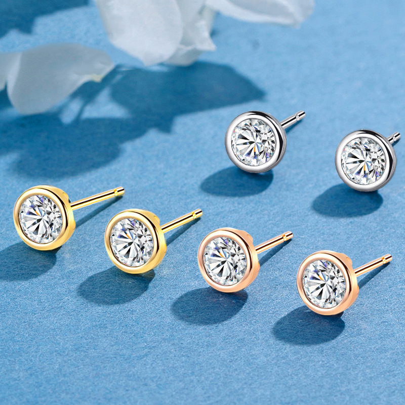 Pendientes Redondos De Plata Con Diamantes