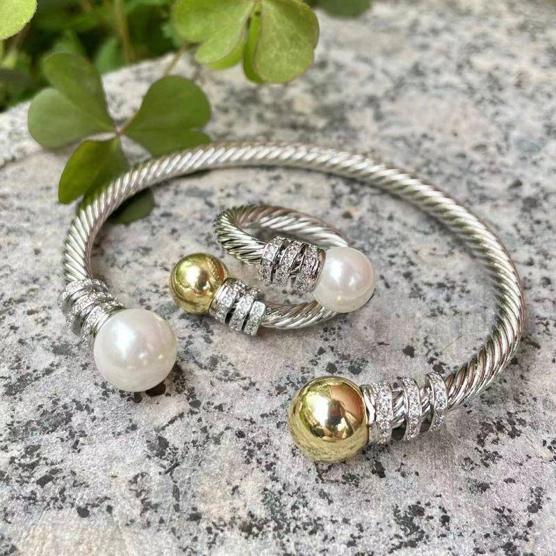 Fashion Bracelet Alloy Geometric Pearl Ball Open Bracelet