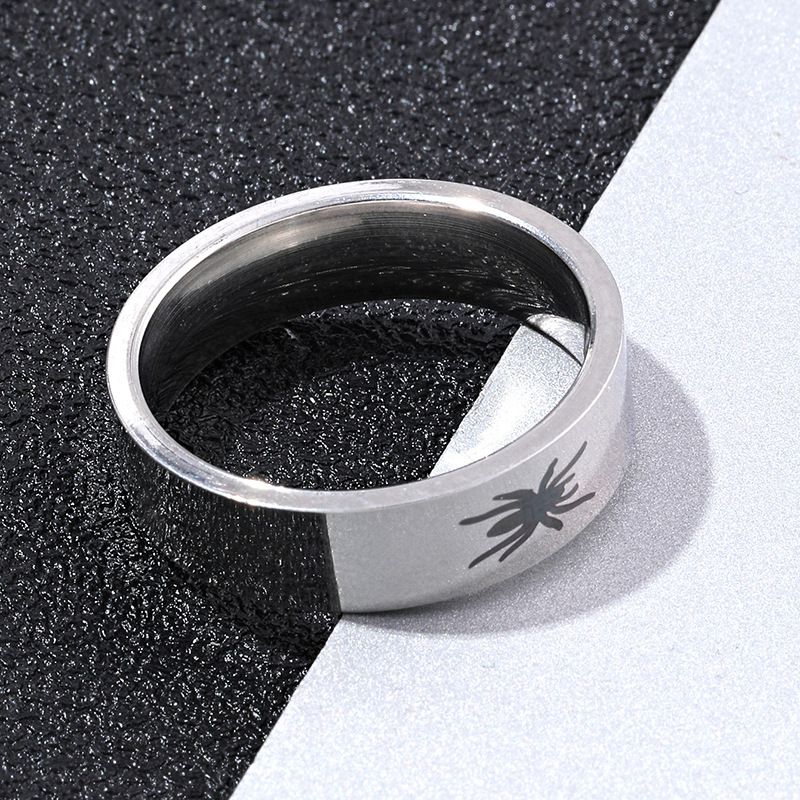 Fashion 6mm Black Mesh Spider Web Round Ring