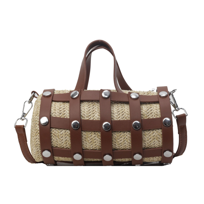 Fashion Off White Pu Hollow Large-capacity Crossbody Bag