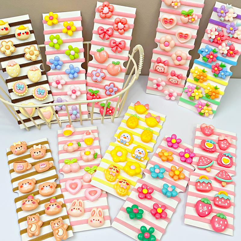 Fashion 1#10-piece Set 1 (no Paper Card) Three-dimensional Cartoon Children's Hair Rope Set