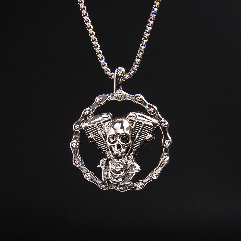 Fashion Silver Alloy skull men's necklace