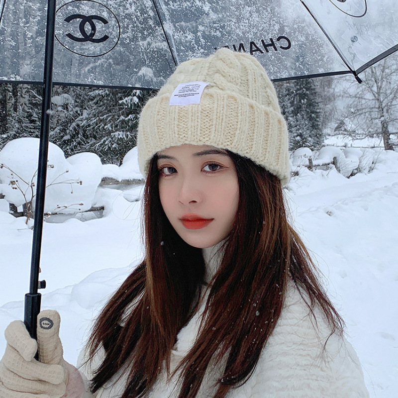 Gorro De Punto Con Parche De Lana