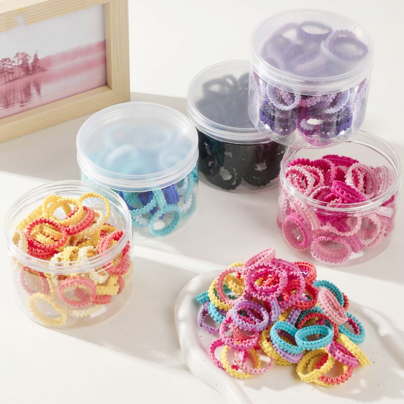 Fashion 50 Lace Towel Rings - All Black Resin Lace Children's Hair Rope Set