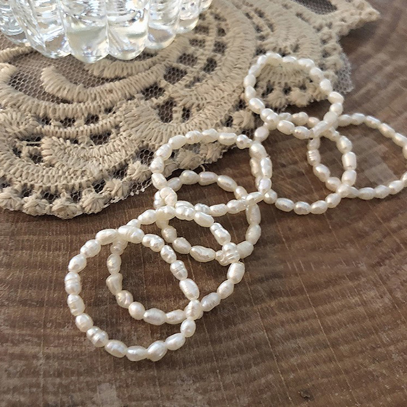 Fashion 2 Small Round Beads Pearl Bead Ring