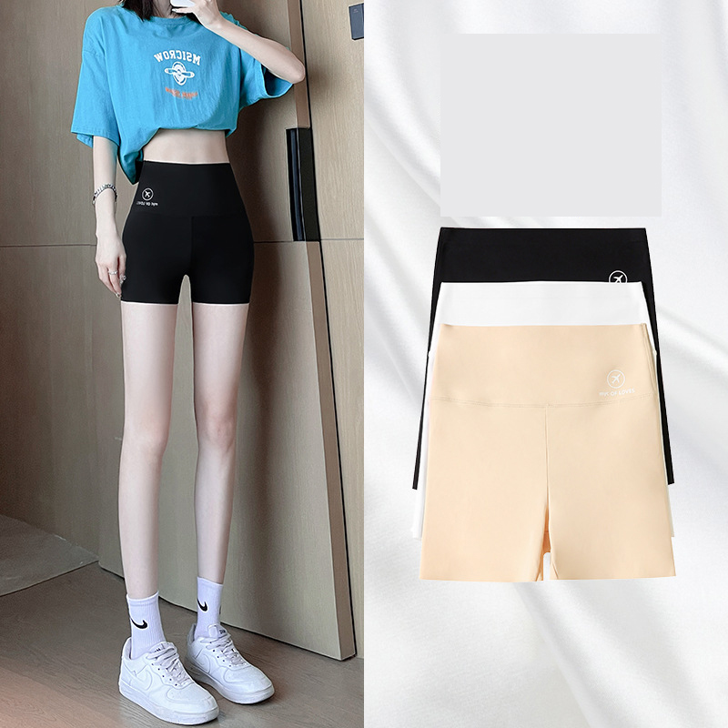 Fashion Black (airplane Pants) Nylon Nylon High-waisted Three-point Leggings Shorts