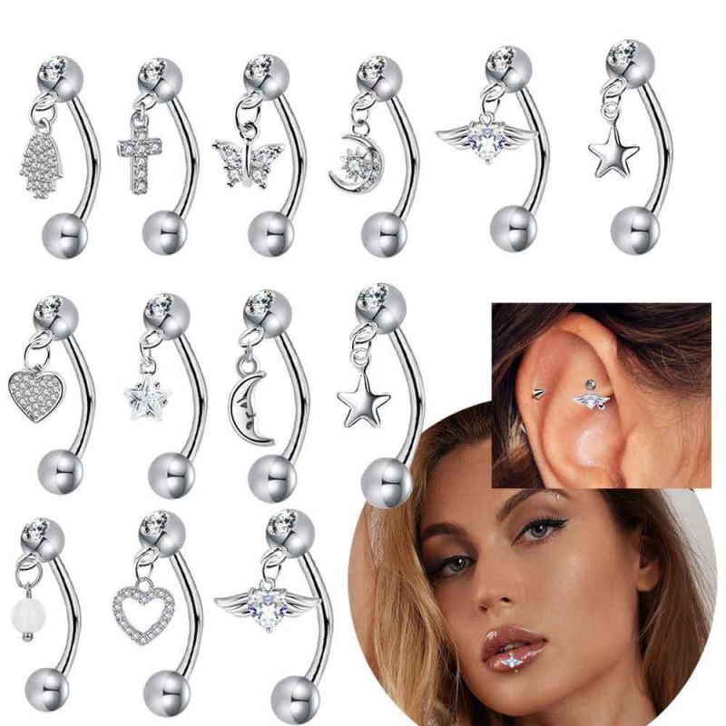 Clavos Para Cejas Geométricos De Diamante De Acero Inoxidable