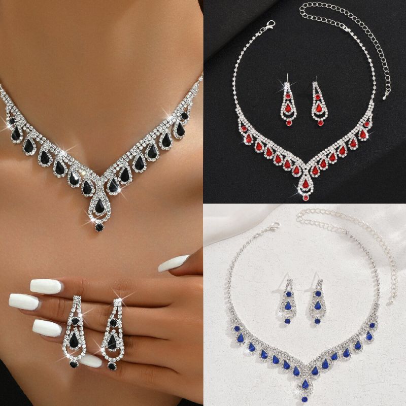 Conjunto De Collar Y Pendientes Geométricos De Diamantes