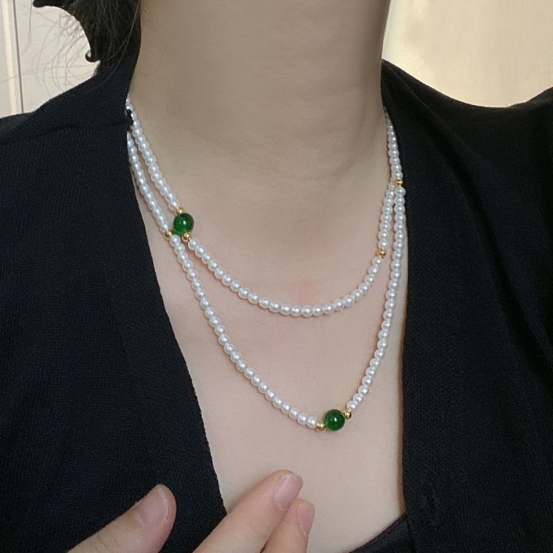 Collar De Ágata Con Cuentas De Perlas