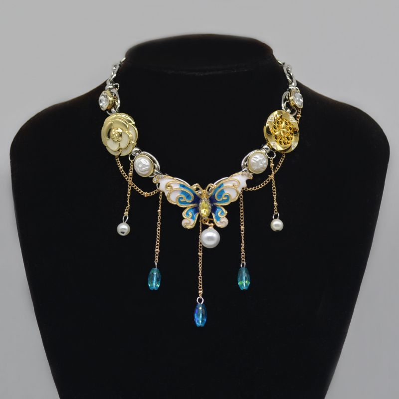 Collar De Mariposa De Flor Geométrica De Aleación