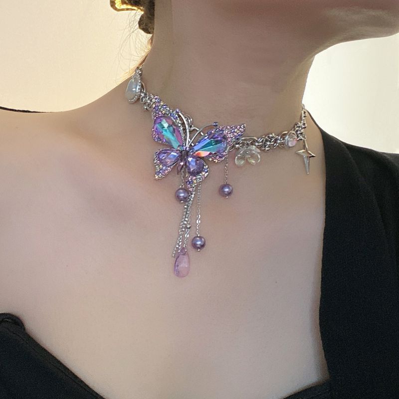 Collar De Mariposa De Aleación De Diamantes