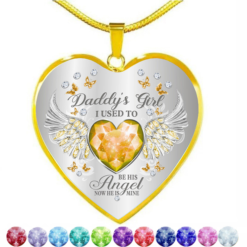 Fashion Golden January Alloy Diamond Love Necklace