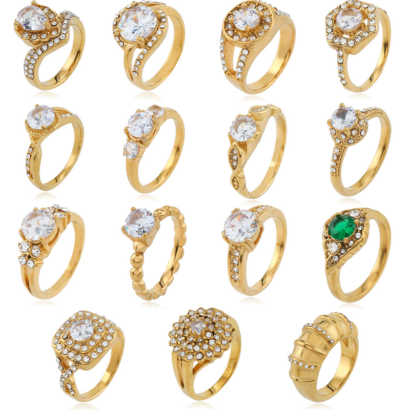 Anillo Colgante De Pera Y Diamantes De Acero Inoxidable