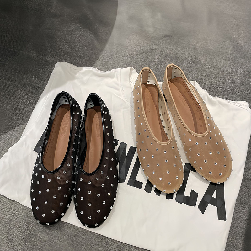 Zapatos Con Punta Redonda Y Diamantes De Imitación