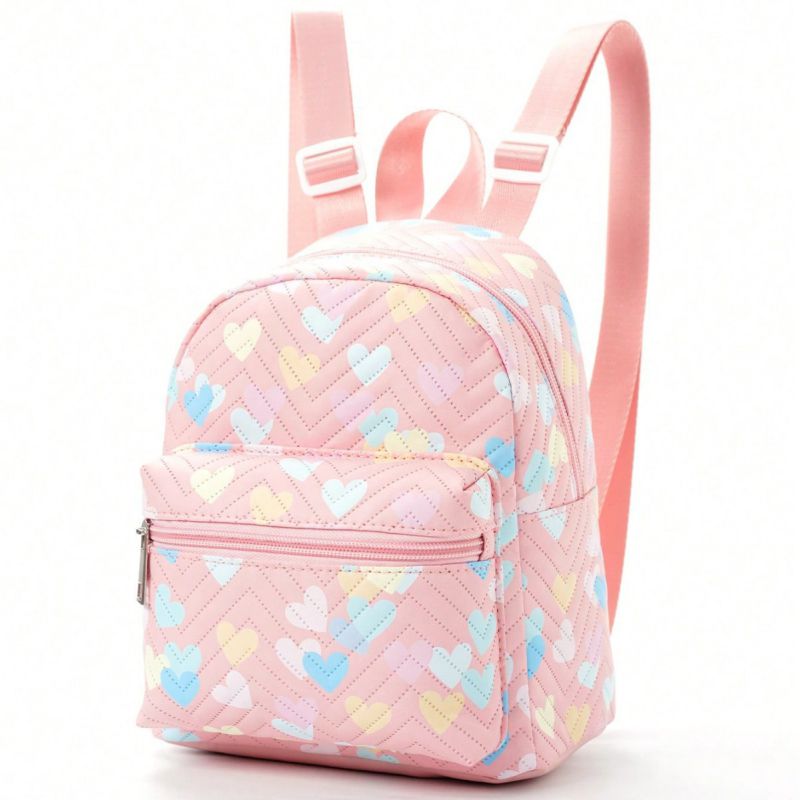 Fashion Pink Five-pointed Star Polyester Printed Large Capacity Backpack