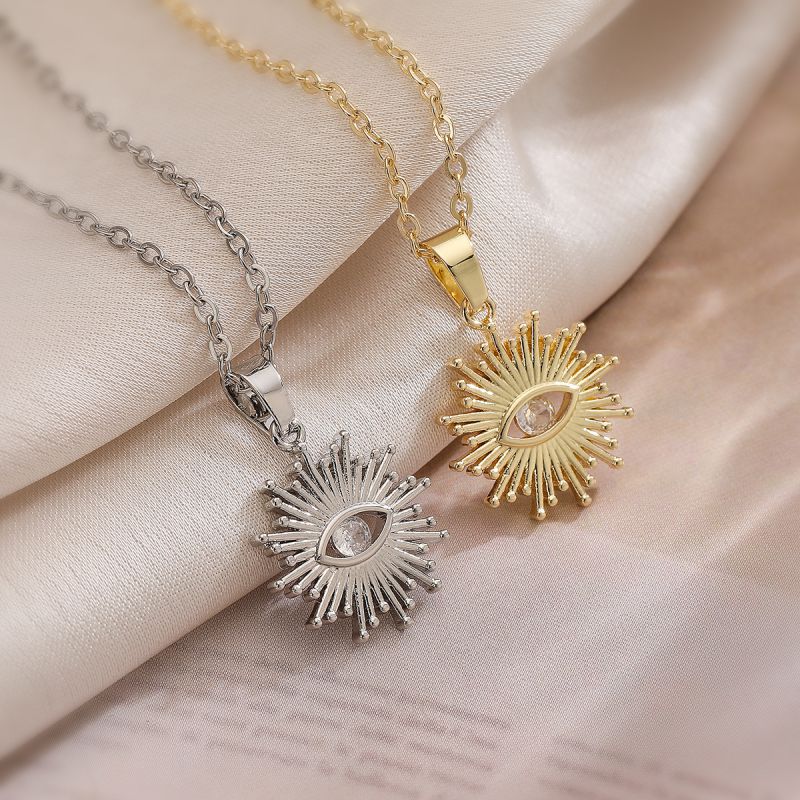 Fashion Gold Gold Plated Copper Eye Necklace With Zirconium