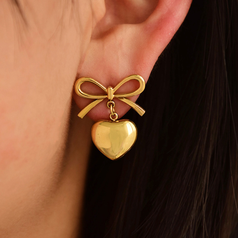 Pendientes De Amor Con Colgante De Lazo De Acero De Titanio