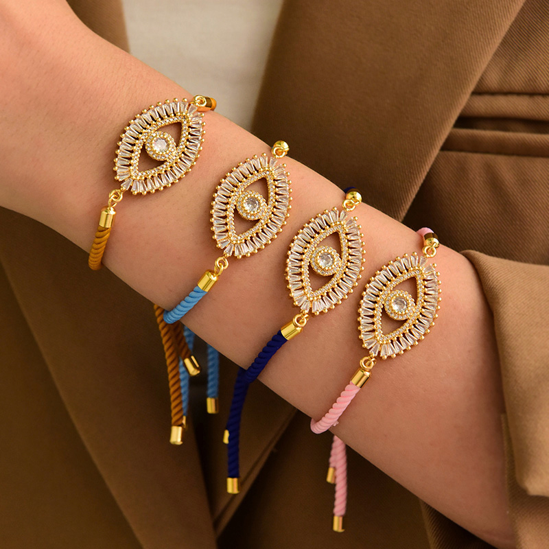 Fashion Red Braided Bracelet With Copper Inlaid Zircon Eyes