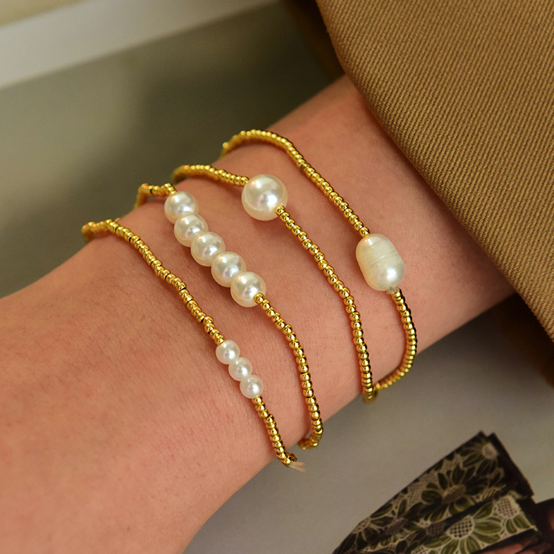 Fashion Golden 1 Pearl Beaded Bracelet