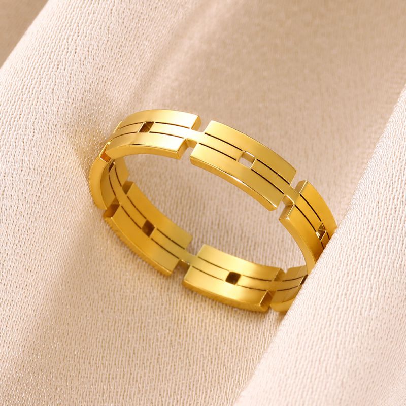 Fashion 1# Stainless Steel Geometric Hollow Ring