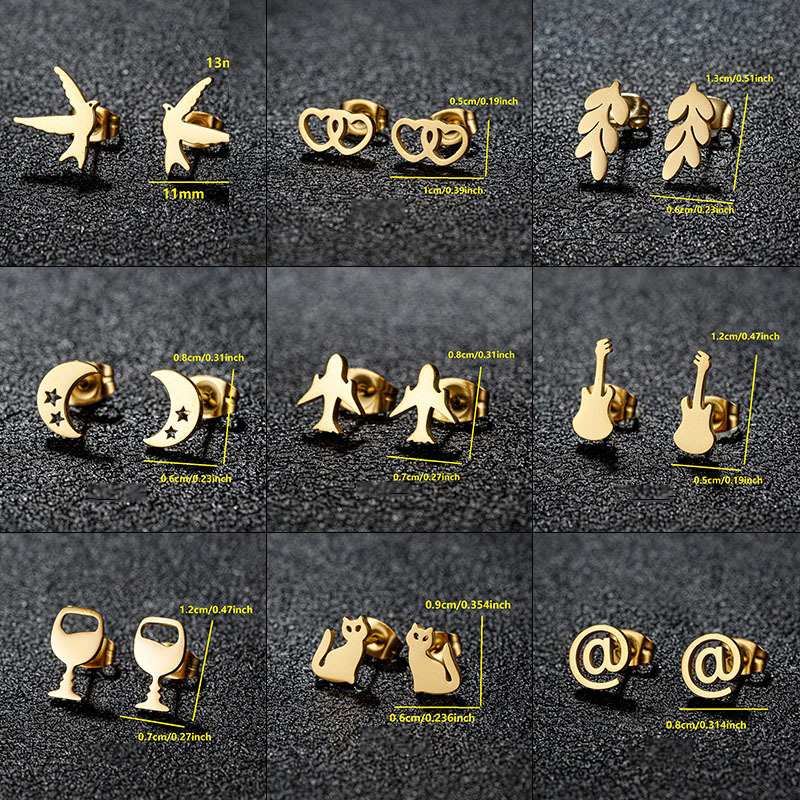 Fashion Gold Stainless Steel Geometric Earrings