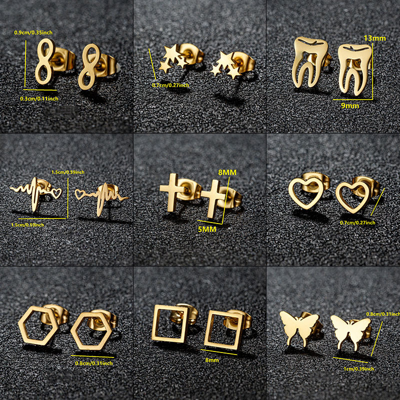 Fashion Gold Stainless Steel Geometric Earrings