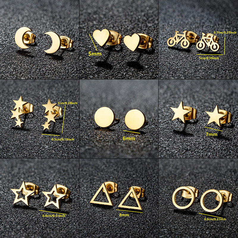 Fashion Gold Stainless Steel Geometric Earrings