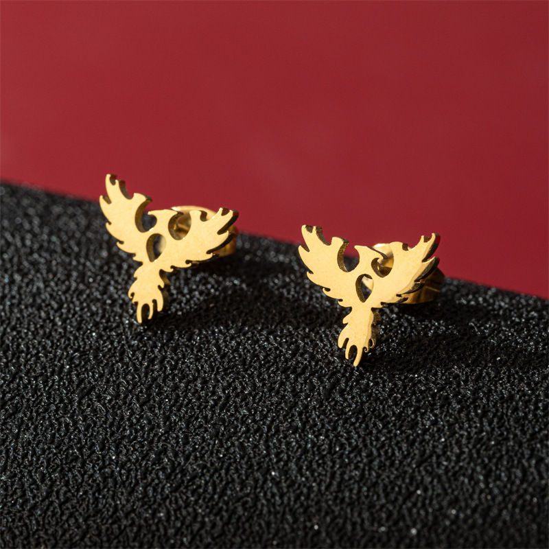 Fashion Gold Stainless Steel Bird Earrings
