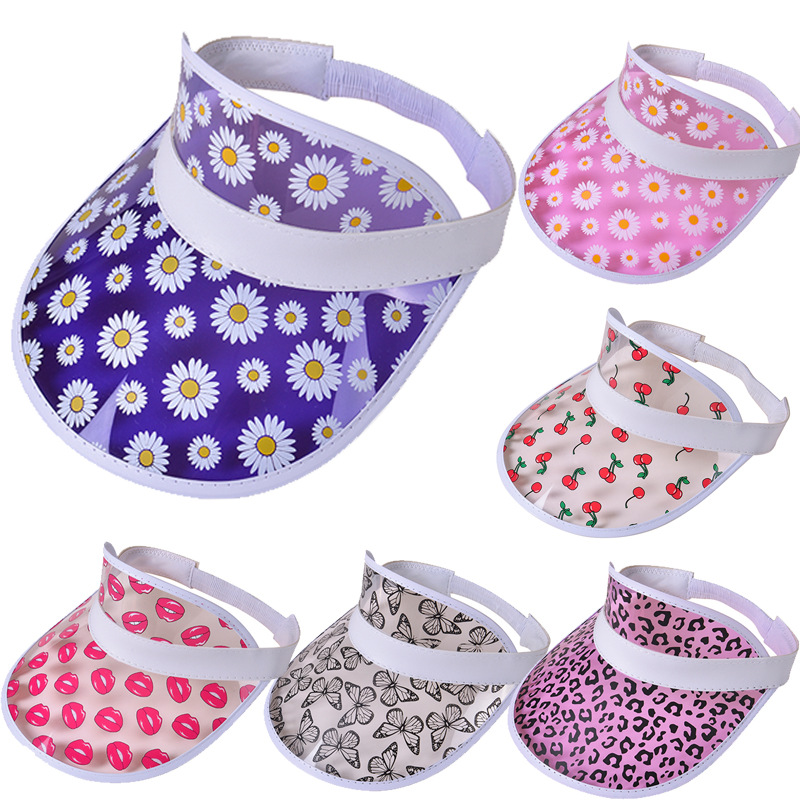 Fashion Yin Tao-white Pvc Printed Large Brim Hollow Top Sun Hat