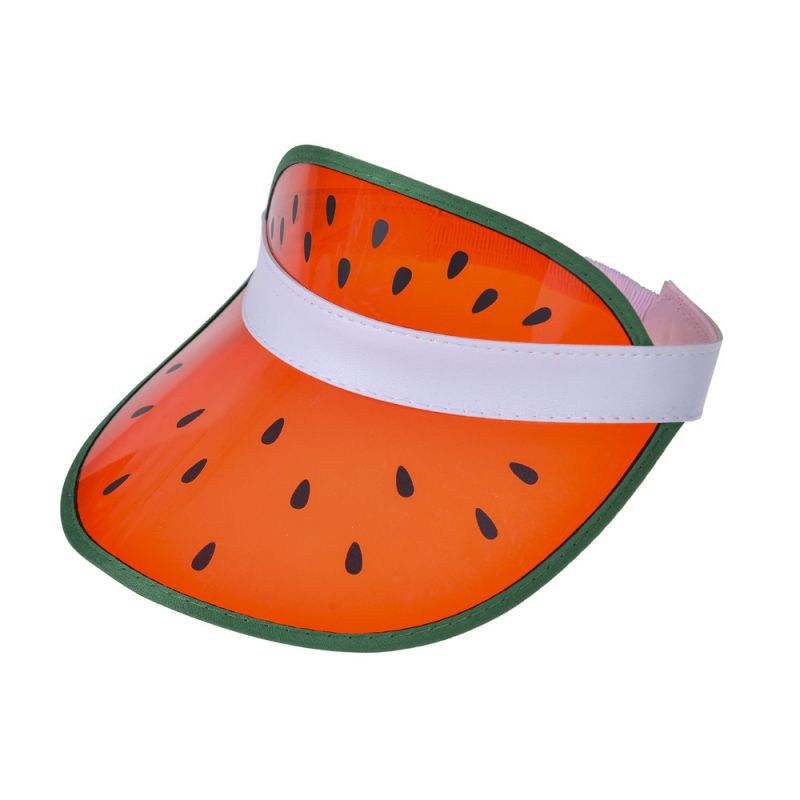 Fashion Red Pvc Printed Large Brim Hollow Top Sun Hat