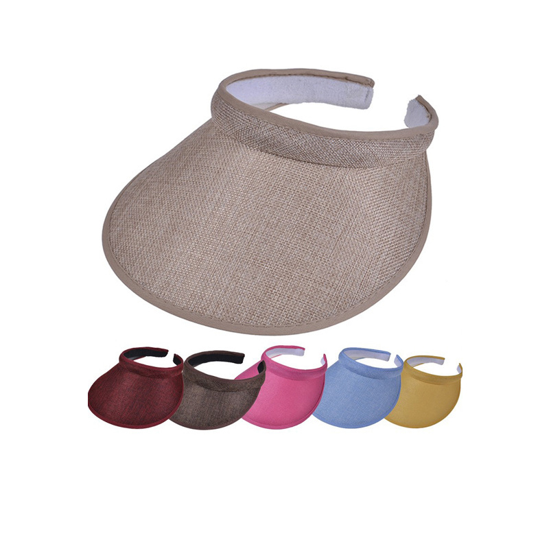 Fashion Khaki Yellow Binding Pvc Large Brim Empty Top Sun Hat