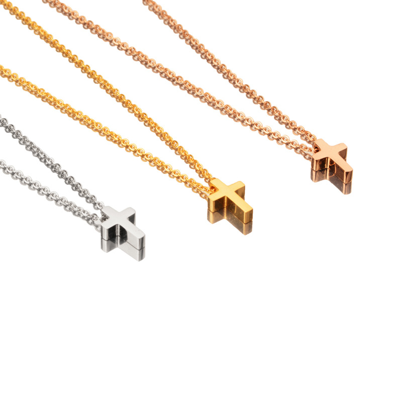 Fashion Steel Color Necklace Stainless Steel Cross Necklace