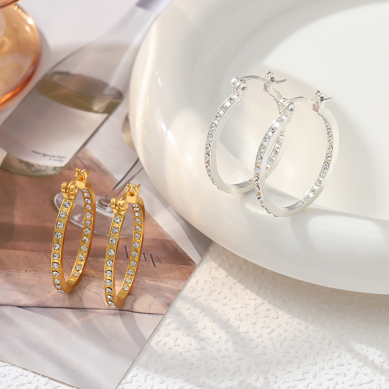 Pendientes Redondos De Aleación De Diamantes
