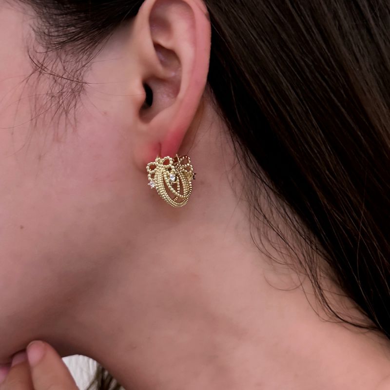 Fashion Silver Copper Inlaid Zirconium Bow Earrings