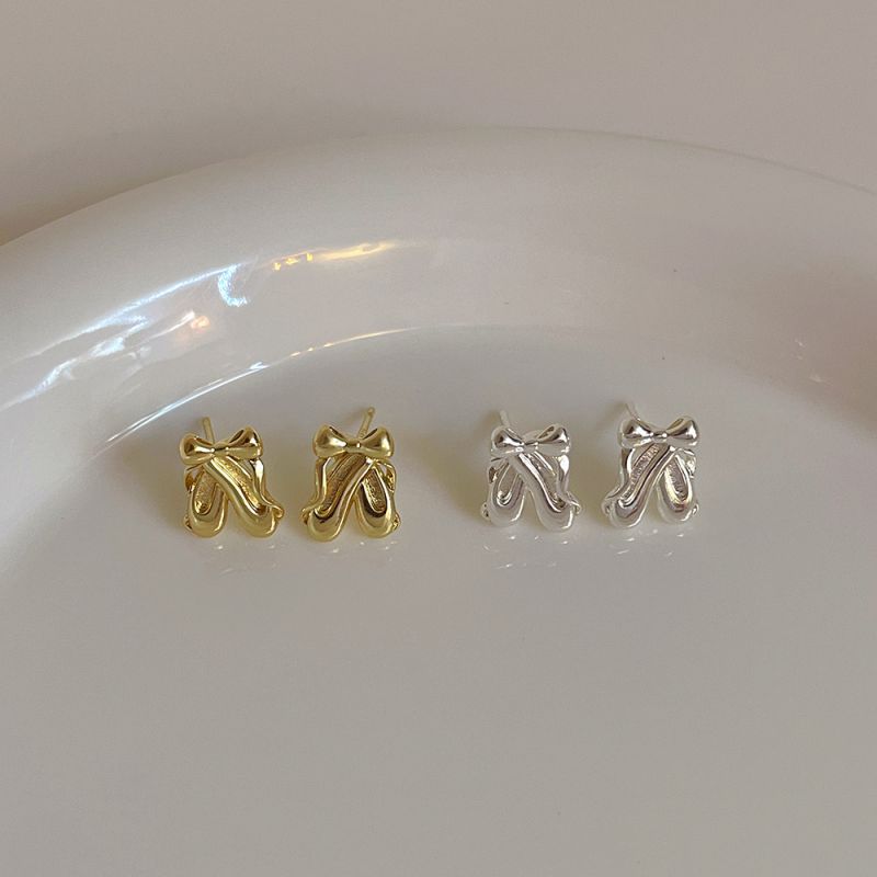 Fashion Gold Copper Bow Earrings