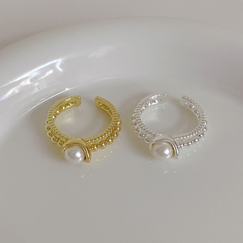 Fashion Silver Metal Shell Beads Ring