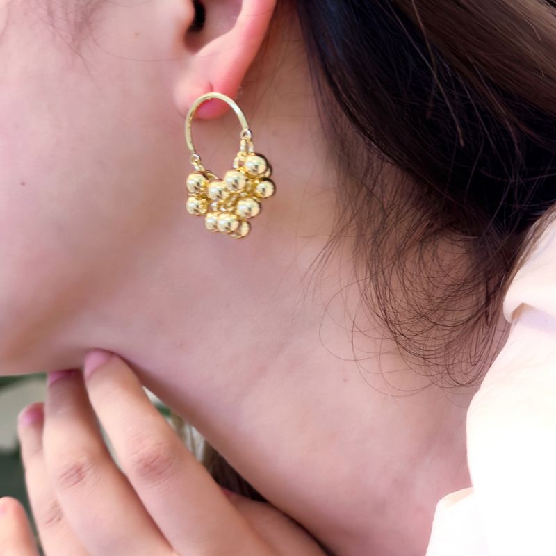 Fashion Silver Copper Geometric Ball Stud Earrings