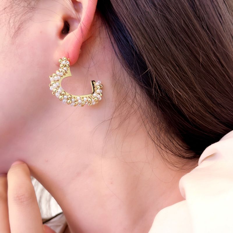 Fashion Silver Love Pearl Earrings