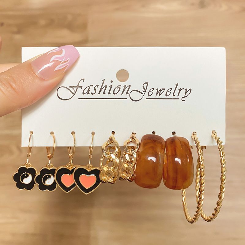 Conjunto De Aretes Geométricos De Aceite De Goteo De Aleación
