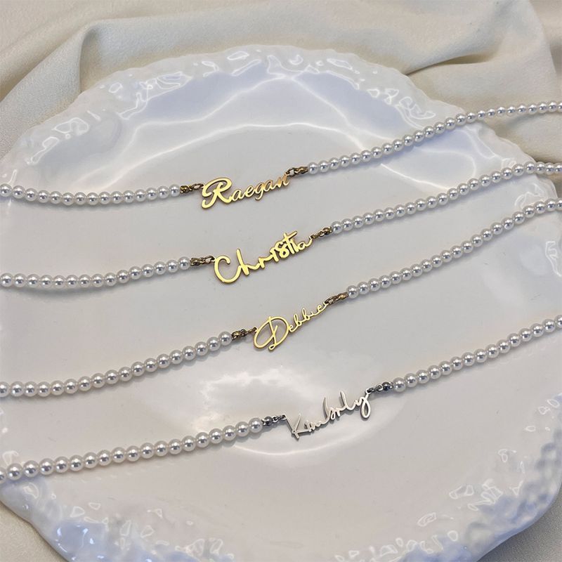 Collar Diy De Letras Geométricas De Acero Inoxidable.