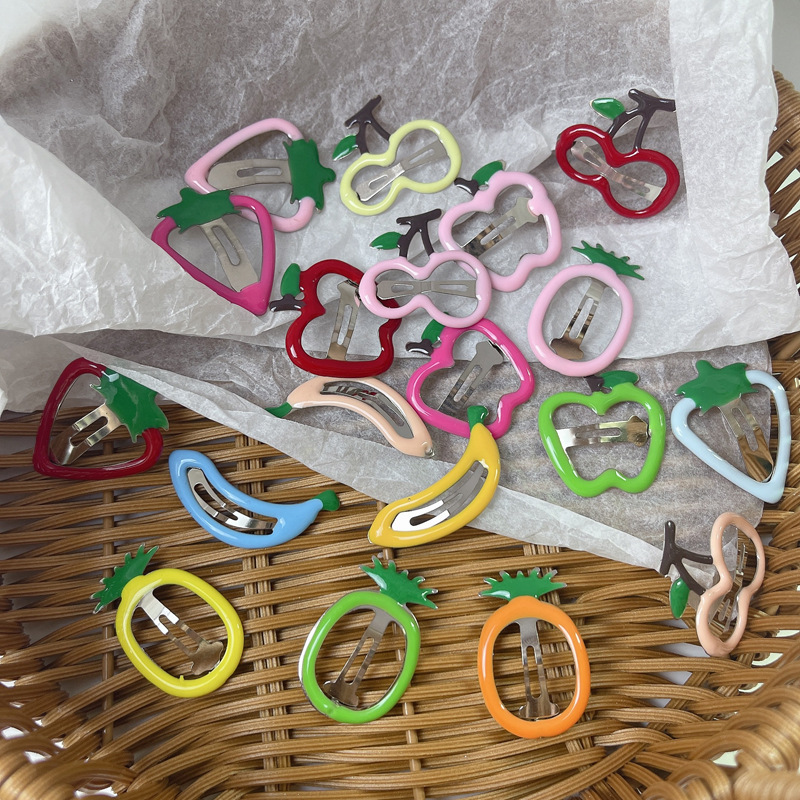 Fashion 19# Banana-blue Metal Dripping Fruit Hair Clip For Children