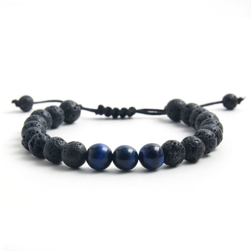 Fashion White Turquoise + Volcanic Stone Tiger Eye Volcano Beaded Bracelet